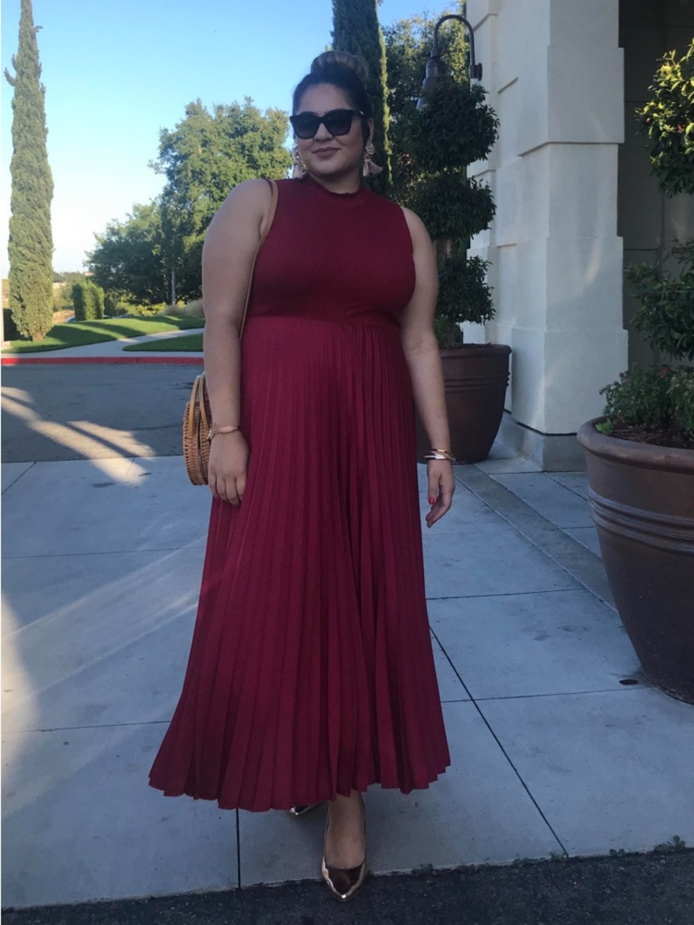 Zara Ribbed Sleeveless Dress in Berry Red